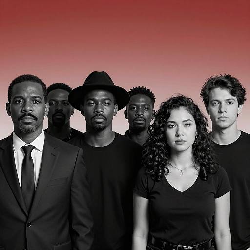 Diverse Group Portrait in Monochrome