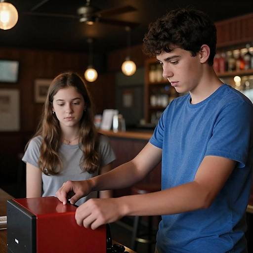 Teenagers in a Dimly Lit Bar Scene