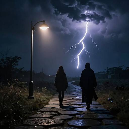 Nocturnal Journey Between Light and Storm