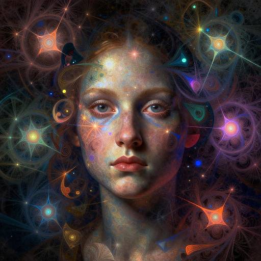 Abstract Fractal Portrait with Glow