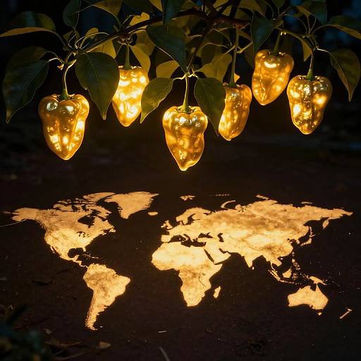 Glowing Golden Peppers with Map Shadows