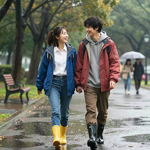 Playful Nostalgia in Rainy Park