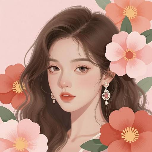 Vibrant Floral Portrait of a Woman