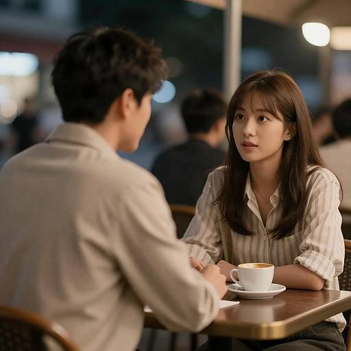 Couple at Night Café Conversation