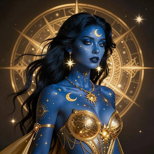 Celestial Elegance: Radiant Blue Beauty