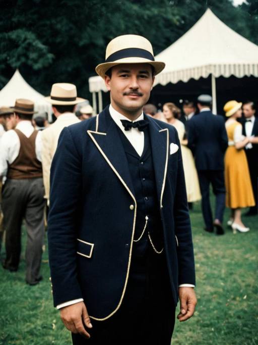Man in Gatsby Party Costume Outdoors