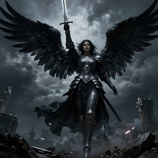 Dark Warrior Angel Descending