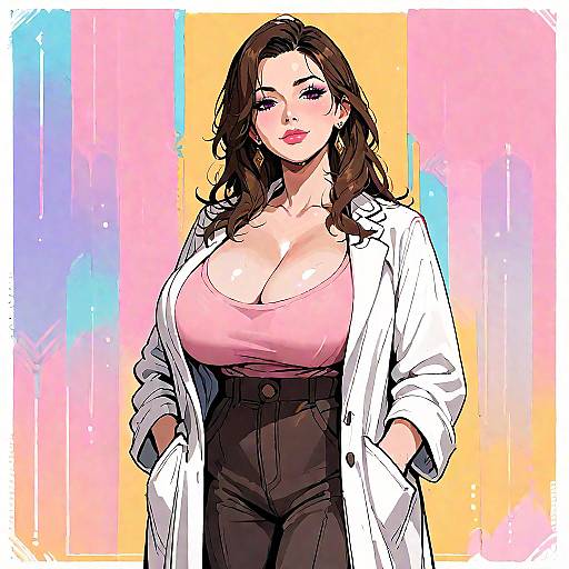 Mature Anime Woman in Lab Coat