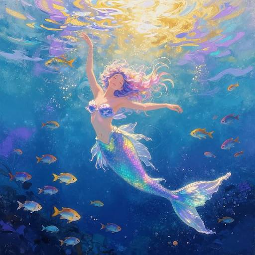 Impressionist Anime Mermaid Underwater Dance