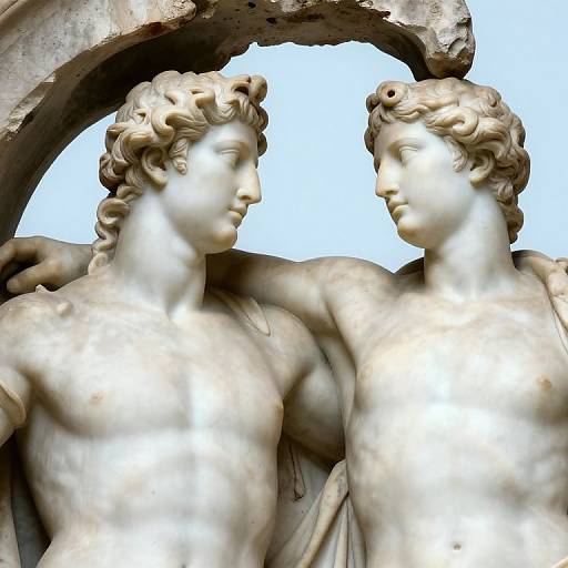 Close-Up Castor and Pollux Statues