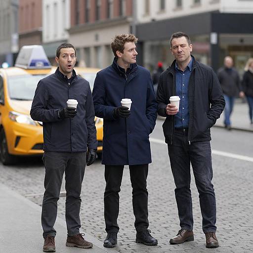 Urban Street Scene with Three Men