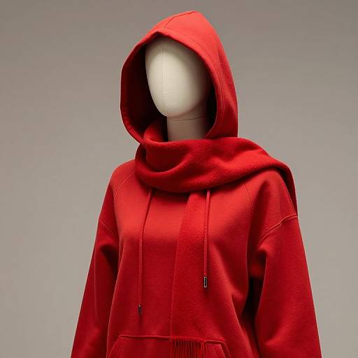 Hooded Mannequin in Red Gray Outfit