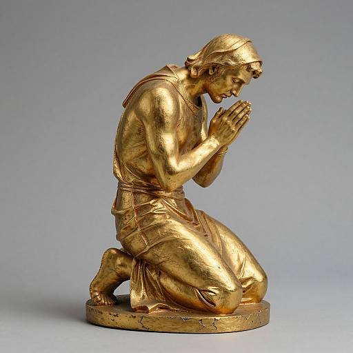 Golden Kneeling Statue in Contemplation