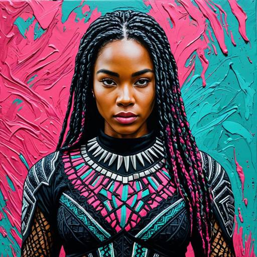 Abstract Colorful Portrait of Black Panther Inspired Woman