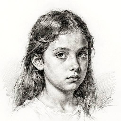 Detailed Pencil Sketch of Young Girl