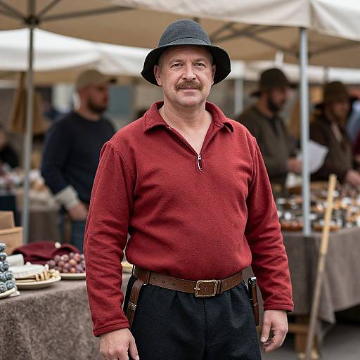 Medieval Man in Market Scene