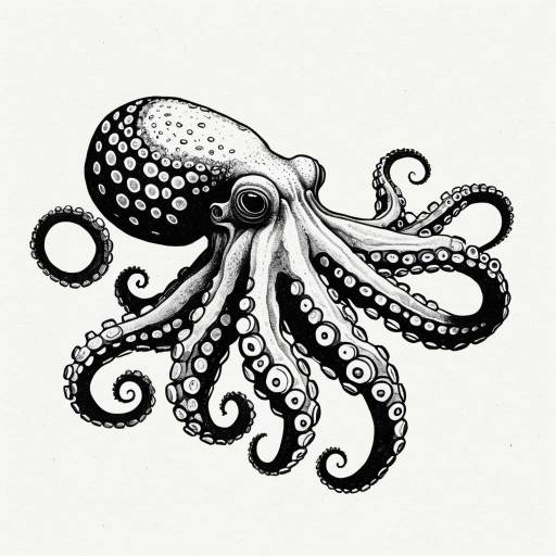 Monochrome Octopus Illustration
