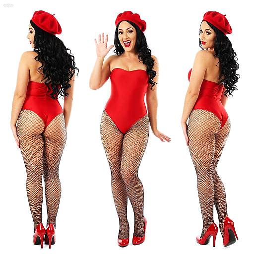 Curvy Woman in Red Leotard Triptych