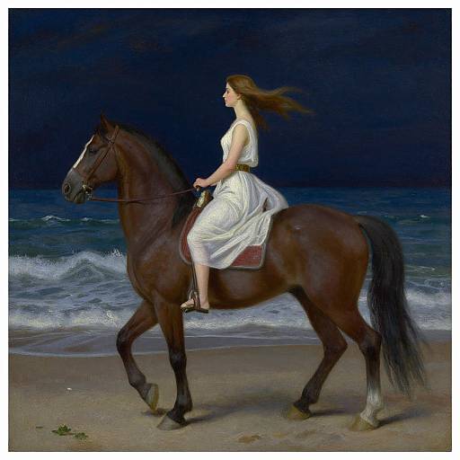 Symbolist Woman Riding Horse Landscape