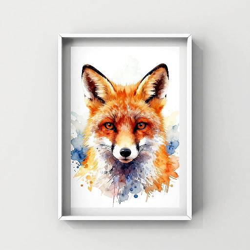Vibrant Watercolor Fox Head Portrait