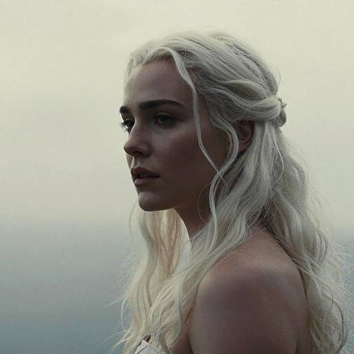 Cinematic Profile of Woman with White Hair