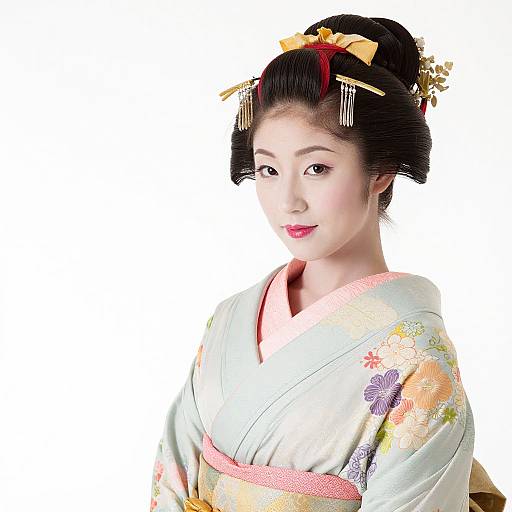Elegant Japanese Geisha in Pastel