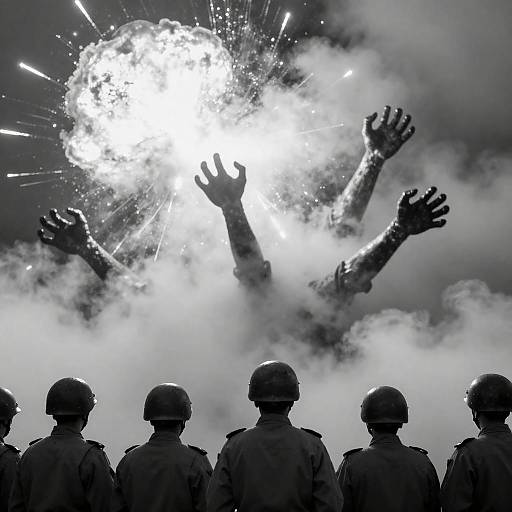Dramatic Black and White Soldier Scene