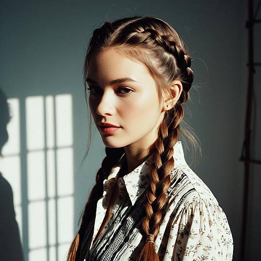 Half-Up Braids on Vintage Fashion Model
