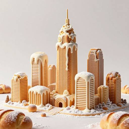 Whimsical 3D Pastry Cityscape