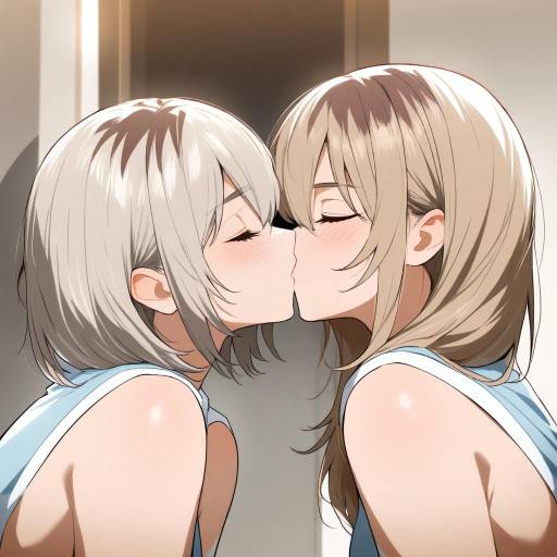 Cute Kiss Scene with Two Girls