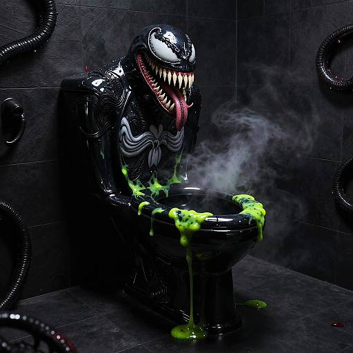 Venom-Inspired Horror Restroom Sculpture
