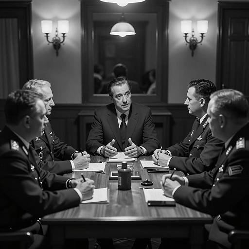 Black and White Military Meeting