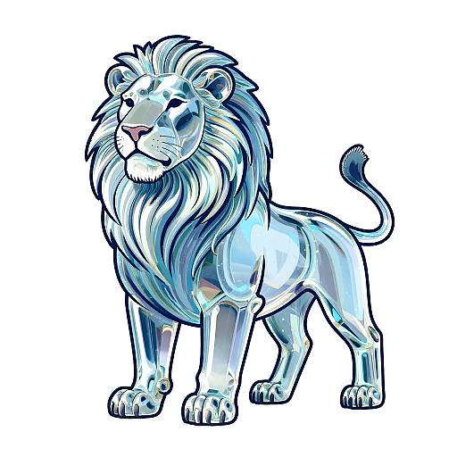 Glass Lion Vector Art Illustration
