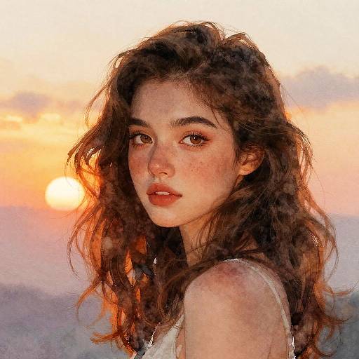 Dreamy Brown-Haired Girl Portrait