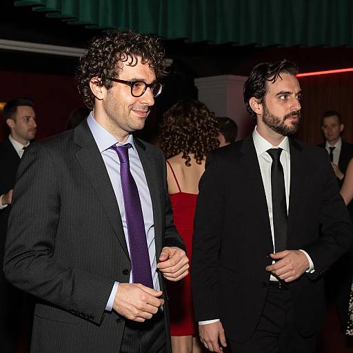 Two Men Socializing in Dimly Lit Dance Club
