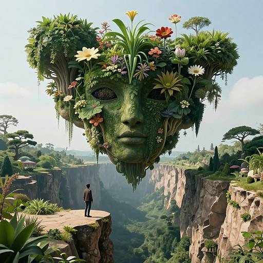 Escher-Inspired Floating Garden Scene