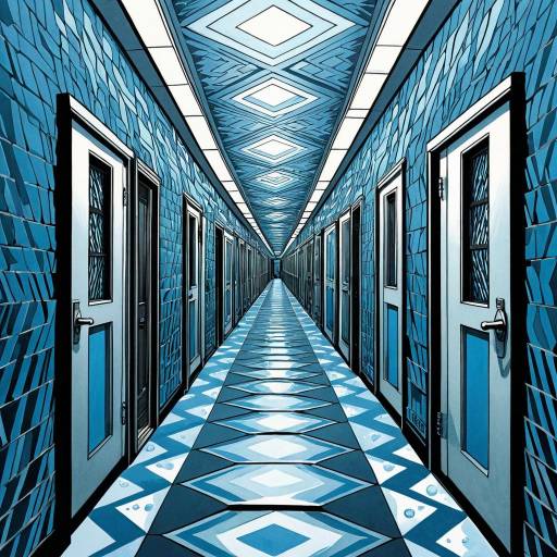 Endless Corridor in Blue Geometric Style