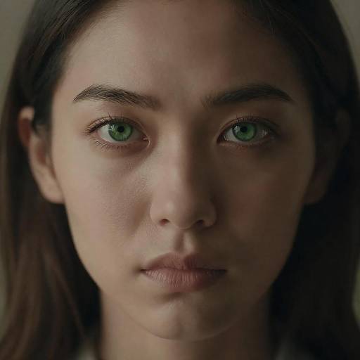 Fierce Green-Eyed Portrait with Dramatic Shadows