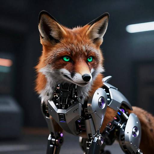 Futuristic Robotic Fox with Cybernetic Body