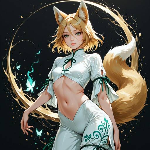 Blonde Fox Girl with Animal Features
