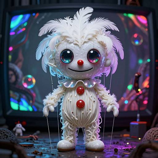 Feathered Clown Puppet with Strings