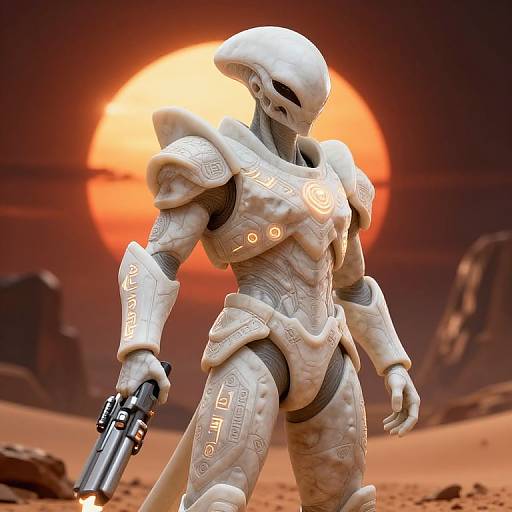 Marble Alien Warrior in Desert