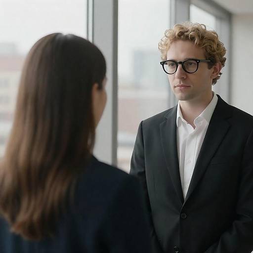 Focused Man and Woman by Windows