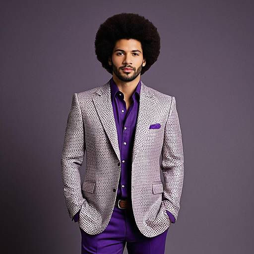 Stylish Man in Purple Disco Leisure Suit