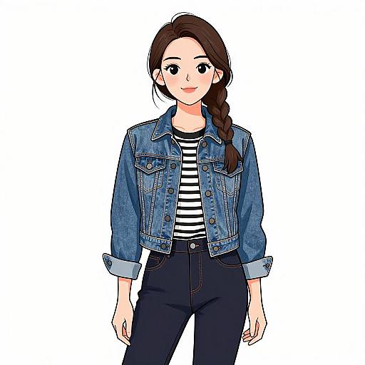 Smiling Woman in Casual Denim Outfit