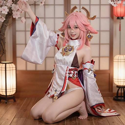 Pink-Haired Anime Girl with Antlers