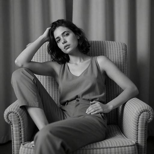 Contemplative Recline in Monochrome Chair