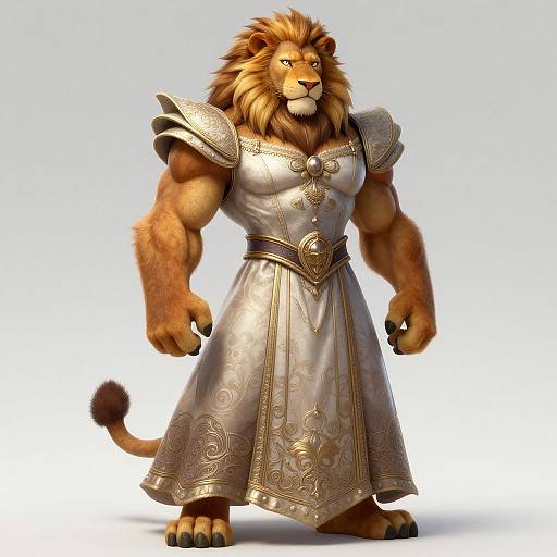 Muscular Lion Fursona in Elegant Dress