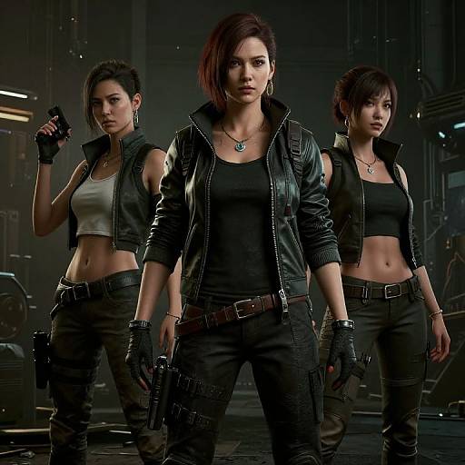 Cyberpunk Characters in Moody Setting