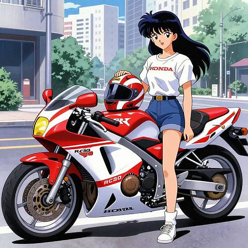 90's Anime Girl with Honda RC30